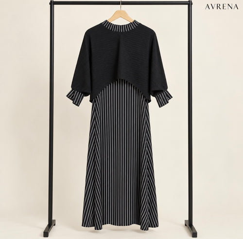 Black & White Striped Layered Maxi Dress