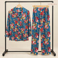 Blue Floral Print Button-Down Shirt & Trouser Set