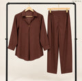 Chocolate Brown Single-Button Shirt & Trouser Set