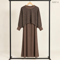 Chocolate Brown Striped Layered Maxi Dress