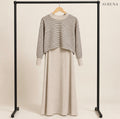 Cream & Black Striped Layered Maxi Dress