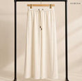 Ivory Wide-Leg Trousers with Drawstring Waist
