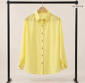 Lemon Yellow Button-Down Shirt with Long Sleeves