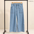 Light Blue Wide-Leg Jeans with Front Patch Pockets