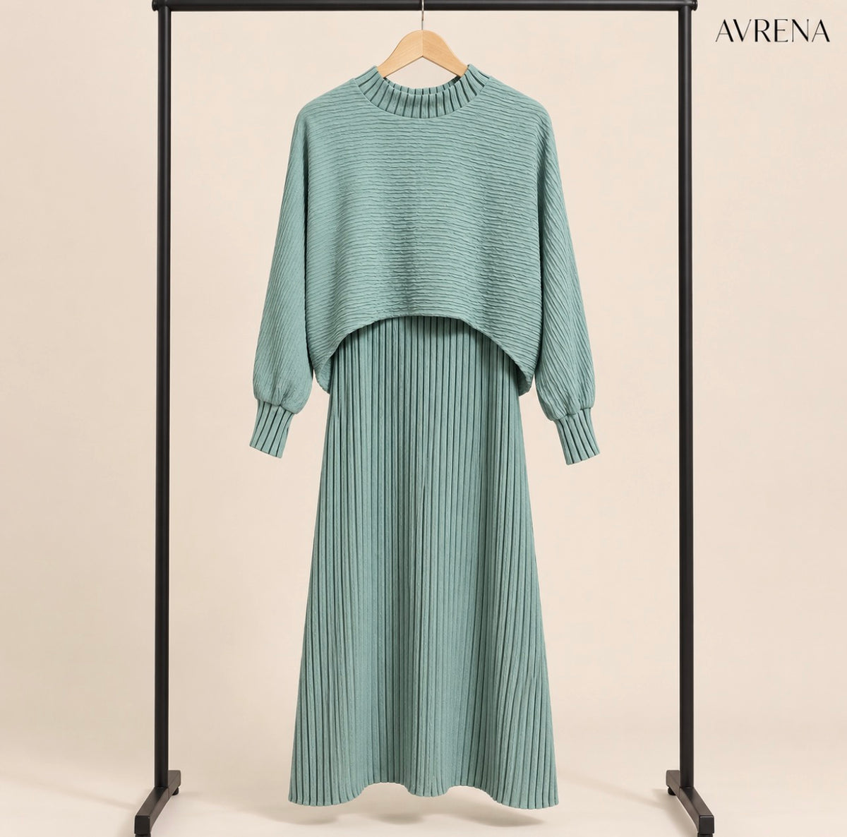 Mint Green Textured Layered Maxi Dress