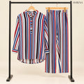 Multicolour Striped Long Shirt & Trouser Set