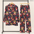 Navy Floral Print Button-Down Shirt & Trouser Set