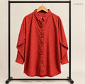 Red Mini Heart Print Button-Down Shirt