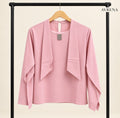 Rose Pink Scarf-Detail Blouse with Embellished Neckline