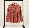 Rust & Beige Abstract Print Button-Down Shirt