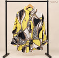 Yellow & Black Chain and Leopard Print Button-Down Shirt